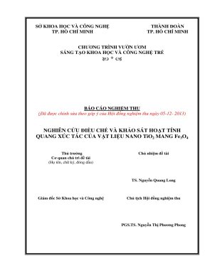 Nghiên cứu điều chế và khảo sát hoạt tính quang xúc tác của vật liệu ...
