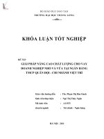 giải pháp nâng cao chất lượng cho vay doanh nghiệp nhỏ và vừa tại ngân hàng tmcp quân đội - chi nhánh việt trì