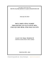Phát triển nông nghiệp theo hướng sản xuất hàng hóa ở huyện phú bình, tỉnh thái nguyên