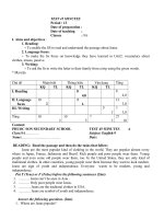 ĐỀ KIỂM TRA TIẾNG ANH 9