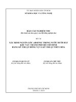 Xác định nguồn gốc arsenic trong nước dưới đất khu vực TP.HCM bằng kỹ thuật đồng vị và kỹ thuật thủy hóa