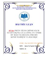 phân tích chính sách tuyển dụng của công ty tnhh dv bảo vệ hoàng phi hổ kinh nghiệm và bài học