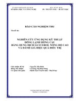 Nghiên cứu ứng dụng kỹ thuật đông lạnh hồng cầu bằng dung dịch glycerol nồng độ cao và đánh giá hiệu quả điều trị
