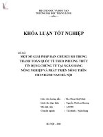 một số giải pháp hạn chế rủi ro trong thanh toán quốc tế theo phương thức tín dụng chứng từ tại ngân hàng nông nghiệp & phát triển nông thôn chi nhánh nam hà nội