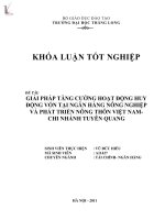 giải pháp tăng cường hoạt động huy động vốn tại ngân hành nông nghiệp và phát triển nông thôn việt nam - chi nhánh tuyên quang
