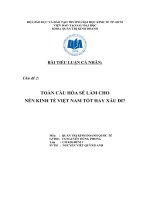tiểu luận môn quản trị kinh doanh quốc tế toàn cầu hóa sẽ làm cho nền kinh tế việt nam tốt hay xấu đi