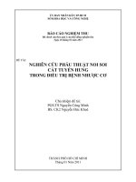 phẫu thuật nội soi cắt u tuyến hung và cắt tuyến hung trong điều trị bệnh nhược cơ