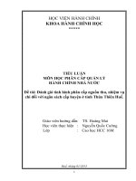 đánh giá tình hình phân cấp nguồn thu, nhiệm vụ chi đối với ngân sách cấp huyện ở tỉnh thừa thiên huế