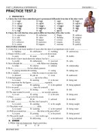 UNIT 2_PERSONAL EXPERIENCE TEST + KEY