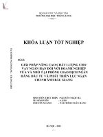 giải pháp nâng cao chất lượng cho vay ngắn hạn đối với doanh nghiệp vừa và nhỏ tại phòng giao dịch ngân hàng đầu tư và phát triển lục ngạn chi nhánh bắc giang