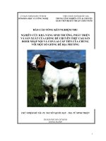 nghiên cứu khả năng sinh trưởng, phát triển và sản xuất của giống dê chuyên thịt cao sản boer nhập nội và con lai cấp tiến của chúng với một số giống dê địa phương