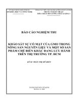 khảo sát sự có mặt của gmo trong nông sản nguyên liệu và một số sản phẩm chế biến khác tại thị trường thành phố hồ chí minh