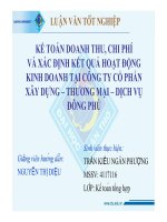 Kế toán doanh thu, chi phí và xác định kết quả hoạt động kinh doanh tại công ty cp xây dựng thương mại dich vụ đông phú