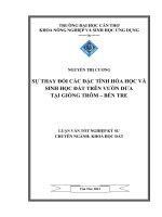 Luận văn kỹ sư nông nghiệp sự thay đổi các đặc tính hóa học và sinh học đất trên vườn dừa tại Giồng Trôm Bến Tre