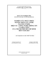 nghiên cứu phát triển nguồn nhân lực nghề ngành cơ khí, điện tử - cntt và hoá chất tp.hcm đến năm 2015