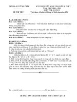 Đề thi vật lý vào THPT