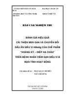 đánh giá hiệu quả cải thiện men gan và chuyển đổi dấu ấn siêu vi hbeag của chế phẩm 'hoàng kỳ - diệp hạ châu' trên bệnh nhân viêm gan siêu vi b mạn tính hoạt động