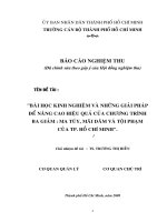 bài học kinh nghiệm và những giải pháp để nâng cao hiệu quả của chương trình ba giảm- ma túy, mại dâm và tội phạm của tp. hồ chí minh