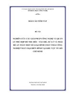 nghiên cứu các giải pháp công nghiệp và quản lý phù hợp để thu hồi, tái chế, xử lý và thải bỏ an toàn một số loại hình chất thải công nghiệp nguy hại điển hình tại khu vực tp.hcm tom tat