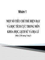 Tiêu chí thể hiện dạy và học tích cực trong môn Khoa học, Lịch sử, Địa lí