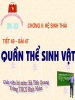 tiết 47 quần thể sinh vật - giáo án sinh học 9 bồi dưỡng thao giảng, thi giáo viên giỏi tham khảo (7)