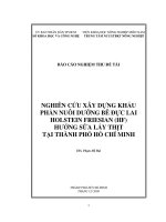 nghiên cứu xây dựng khẩu phần nuôi dưỡng bê đực lai holstein friesian (hf) hướng sữa lấy thịt tại tp.hcm