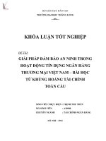 giải pháp đảm bảo an ninh trong hoạt động tín dụng ngân hàng thương mại việt nam - bài học từ khủng hoảng tài chính toàn cầu