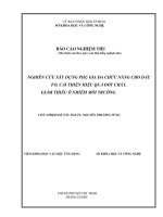 nghiên cứu xây dựng hệ thống phụ gia đa chức năng cho dầu fo nhằm cải thiện hiệu quả đốt cháy, giảm thiểu ô nhiễm môi trường