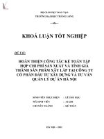 hoàn thiện công tác kế toán tập hợp chi phí sản xuất và tính giá thành sản phẩm xây lắp tại công ty cổ phần đầu tư xây dựng và tư vấn quản lý dự án hà nội