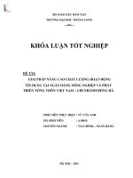 giải pháp nâng cao chất lượng hoạt động tín dụng tại ngân hàng nông nghiệp và phát triển nông thôn việt nam - chi nhánh hồng hà