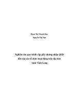 nghiên cứu quy trình cấp giấy chứng nhận quyền sử dụng đất của các tổ chức hoạt động trên địa bàn tỉnh vĩnh long