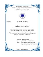 tiểu luận quản trị nguồn nhân lực mối quan hệ giữa quản trị nguồn nhân lực và hiệu suất công ty tại malaysia