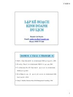lập kế hoạch kinh doanh du lịch