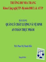 quản lý chất lượng và vệ sinh an toàn thực phẩm