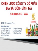 tiểu luận môn quản trị chiến lược chiến lược công ty cổ phần bia sài gòn  bình tây giai đoạn 2013 - 2020