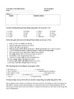 đề kiểm tra Anh 7 lần 1 HKI