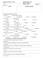 đề kiểm tra anh 8 lần 1 hay