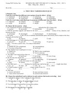 kiểm tra 1 tiết Anh 12 lần 4