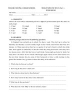 Đề kiểm tra 1 tiết số 1 Tiếng Anh 10