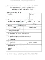 THUYẾT MINH TỔNG THỂ ĐỀ TÀI NGHIÊN CỨU  KHOA HỌC VÀ PHÁT TRIỂN CÔNG NGHỆ1