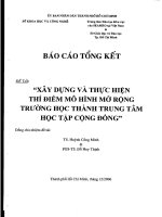 xây dựng và thực hiện thí điểm mô hình mở rộng trường học thành trung tâm học tập cộng đồng