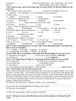 Đề kiểm tra 1 tiết - Năm học 2013 - 2014