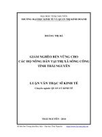 Giảm nghèo bền vững cho các hộ nông dân tại thị xã sông công tỉnh thái nguyên