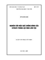 Nghiên cứu hiệu quả chống đông của Citrate trong lọc máu liên tục