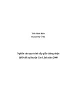 nghiên cứu quy trình cấp giấy chứng nhận quyền sử dụng đất của huyện cao lãnh, đồng tháp trên cơ sở luật đất đai 2003