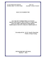 Báo cáo: Giá trị xét nghiệm procalcitonin trong chẩn đoán, tiên lượng và theo dõi đáp ứng điều trị kháng sinh trong nhiễm khuẩn huyết, choáng nhiễm khuẩn