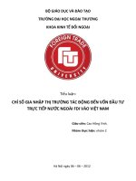 chỉ số gia nhập thị trường tác động đến vốn đầu tư trực tiếp nước ngoài fdi vào việt nam
