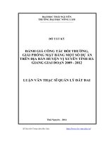 đánh giá công tác bồi thường, giải phóng mặt bằng một số dự án trên địa bàn huyện vị xuyên tỉnh hà giang giai đoạn 2009-2012
