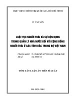Luật tục người thái và sự vận dụng trong quản lý nhà nước đối với cộng đồng người thái ở các tỉnh bắc trung bộ việt nam (tt)
