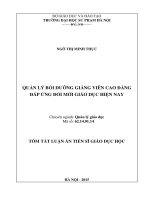 Quản lý bồi dưỡng giảng viên cao đẳng đáp ứng đổi mới giáo dục hiện nay (TT)